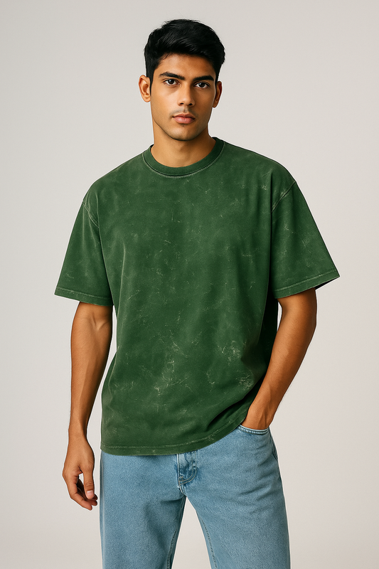 Royal Green Acid Wash Oversized Tshirt