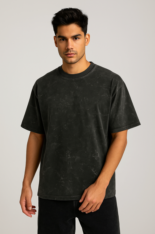 Black Acid Wash Oversized Tshirt